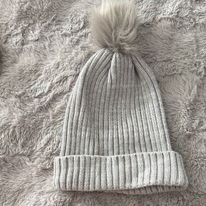 Hat Attack Gray Knit Beanie with Pom